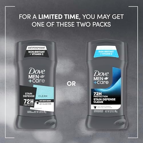 Dove Men+Care Deodorant Stick Stain Defense Clean, 4 Count 2.7 oz