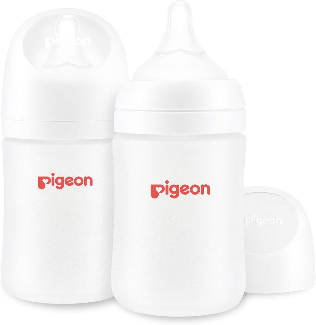 Pigeon Silicone Coating Baby Bottles, Wide Neck, 5 oz, Pack of 2