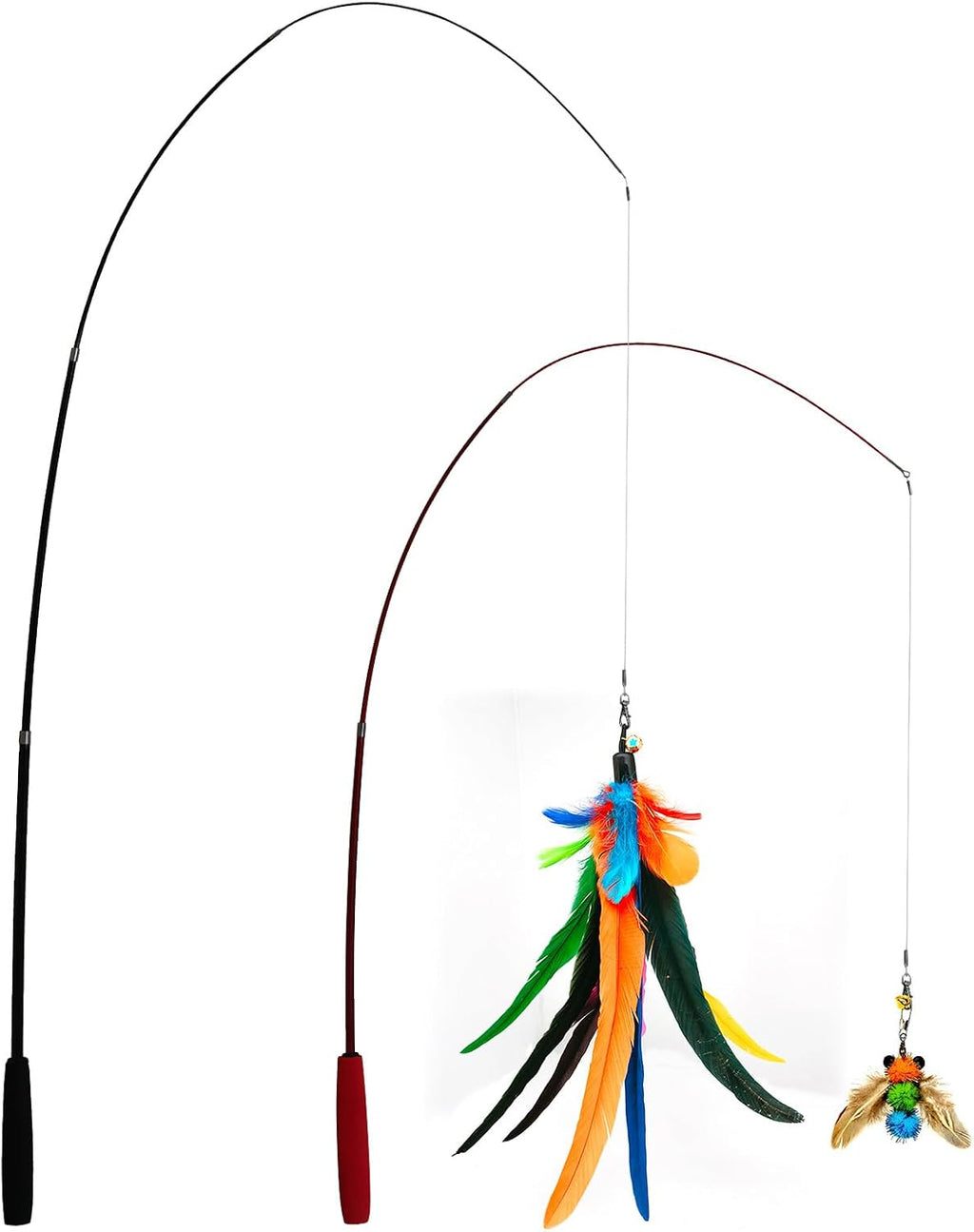 miwoowim 2PCS Retractable Cat Teaser Wands & 9PCS Feather Refills Toy Set