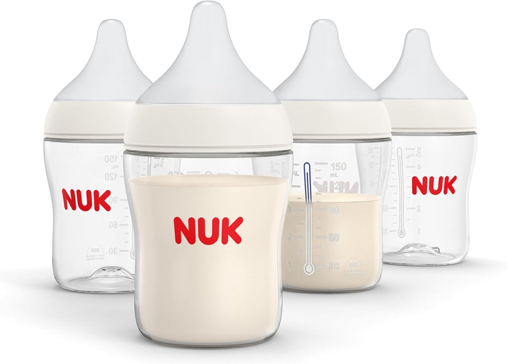 NUK Perfect Match Natural + Anti-Colic Bottle, 8 oz, 4 Pack