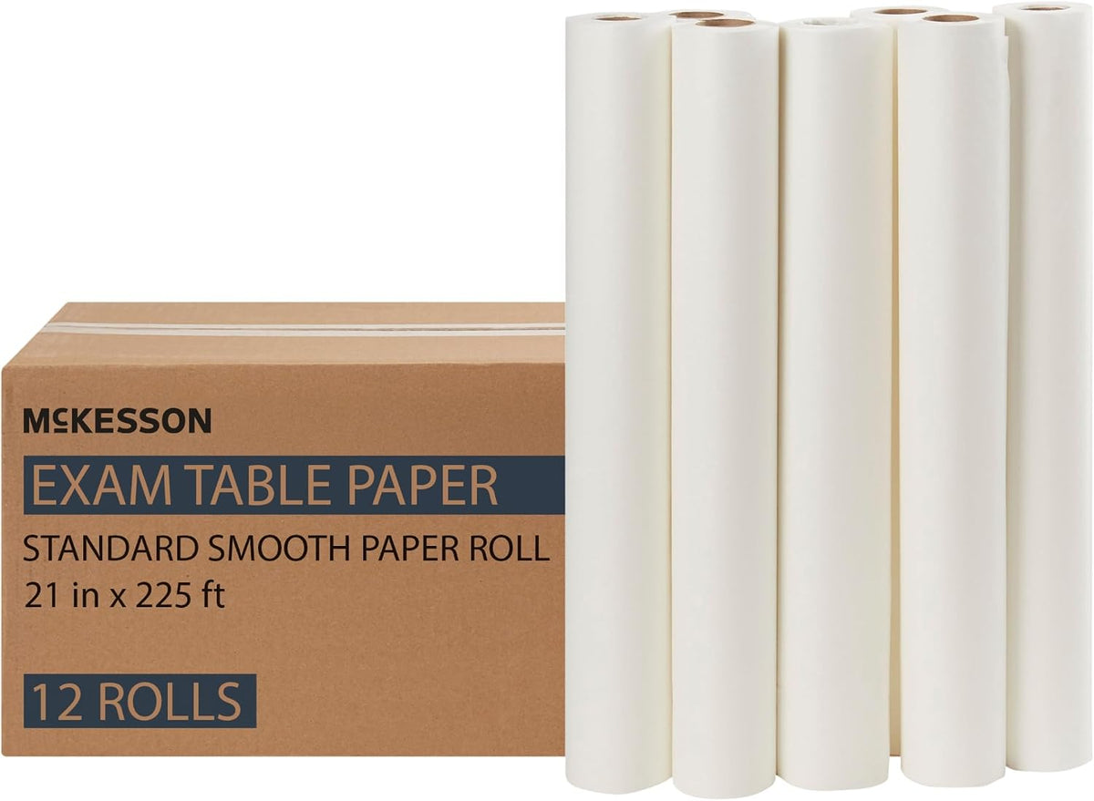 McKesson Medical Exam Table Paper Rolls, Crepe, 21 in x 125 ft, 12 Rolls