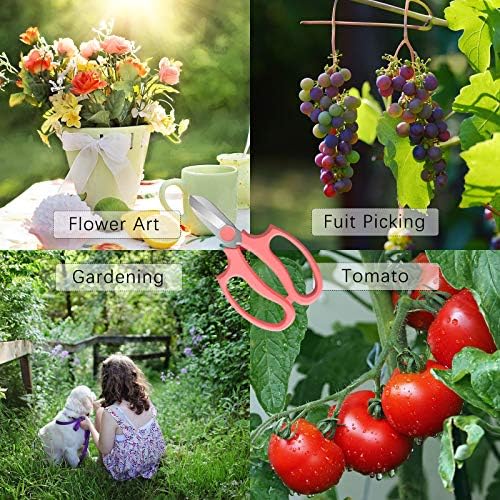 Leize Flower Scissors, Premium Thickened Stainless Steel Floral Shears, Strong Pruner for Flowers, Branches and Leaves (Grey Green Slender)
