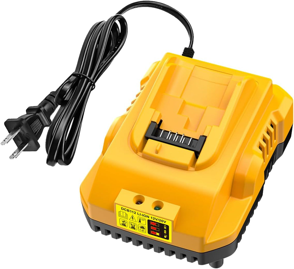 DCB112 Charger Replacement for Dewalt Battery Charger Compatible with Dewalt 12V 20V Max Battery DCB201 DCB204 DCB205 DCB206 DCB120 DCB127 DCB112 DCB115 DCB118 DCB107 DCB105 DCB102 (Yellow)