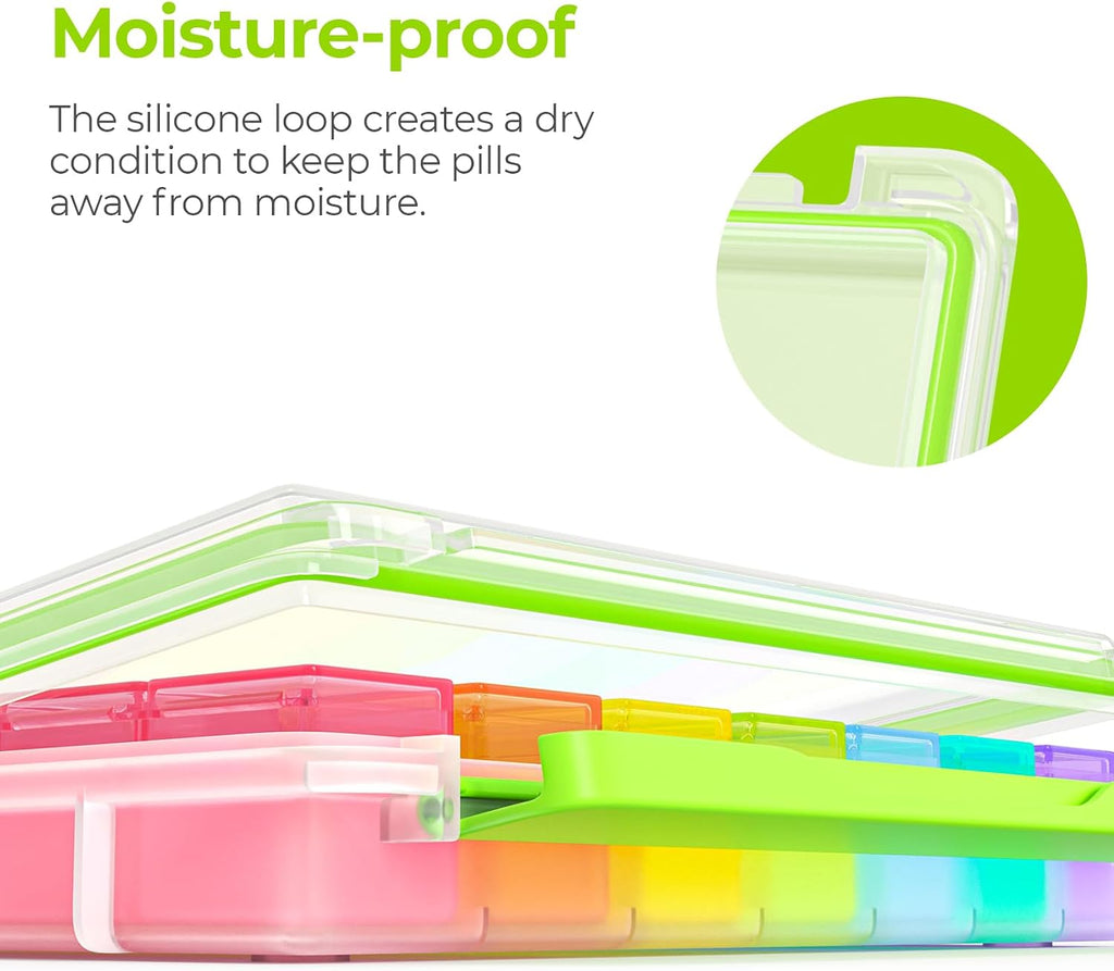 AUVON Weekly Pill Organizer 3 Times a Day with Moistureproof & Dual Protect