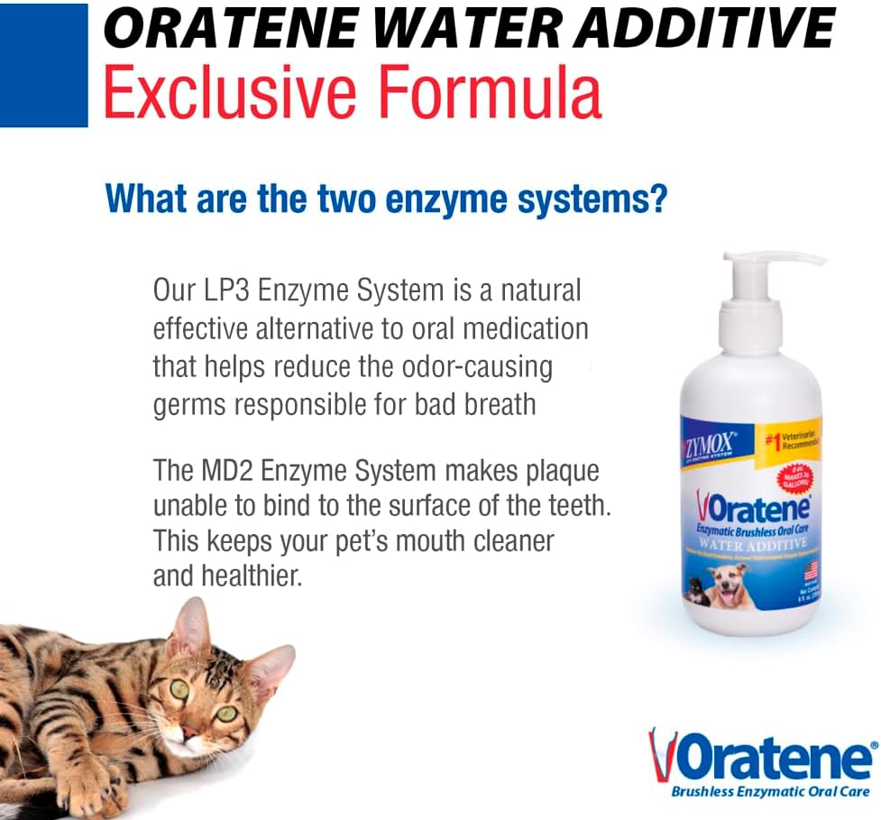 Pet King Brands ZYMOX Oratene Enzymatic Brushless Oral Care Water Additive, 8oz
