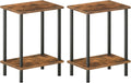 HOOBRO End Table, Small Side Table, Nightstand with 2-Layer Storage Shelves, Sofa Table for Small Spaces, Living Room, Bedroom, Stable Frame, Easy Assembly, Rustic Brown BF09BZ01