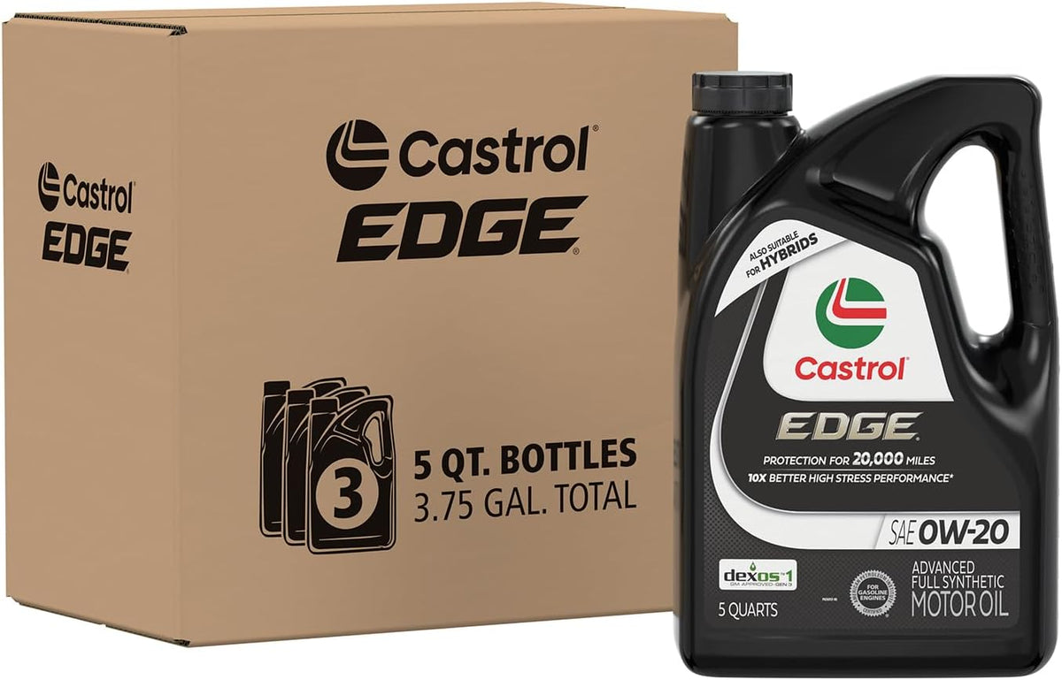 Castrol EDGE 0W-20 Advanced Full Synthetic Motor Oil, 5 Quarts