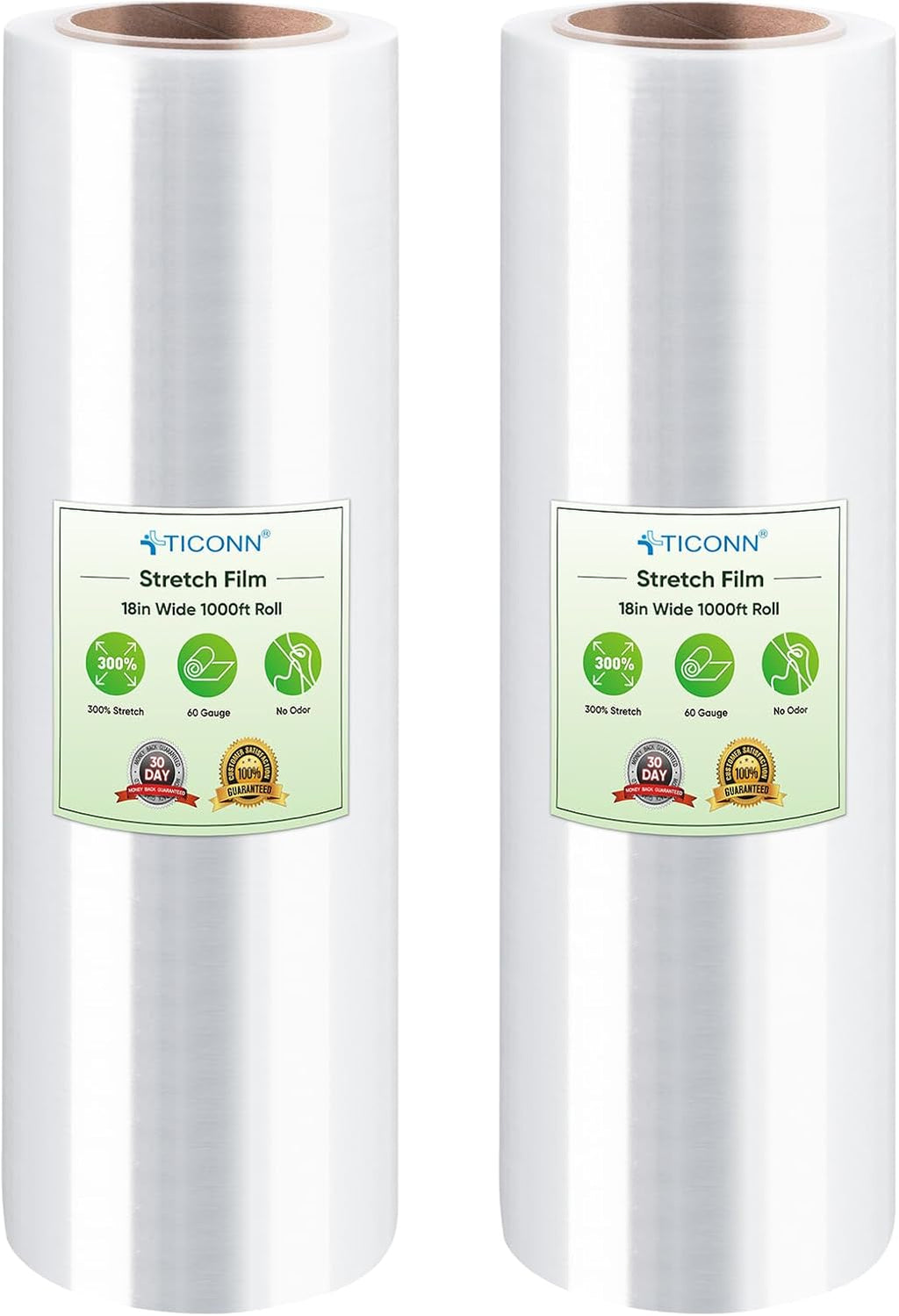 TICONN Stretch Wrap Roll, 15 in x 1000 ft Plastic Wrap for Moving Furniture