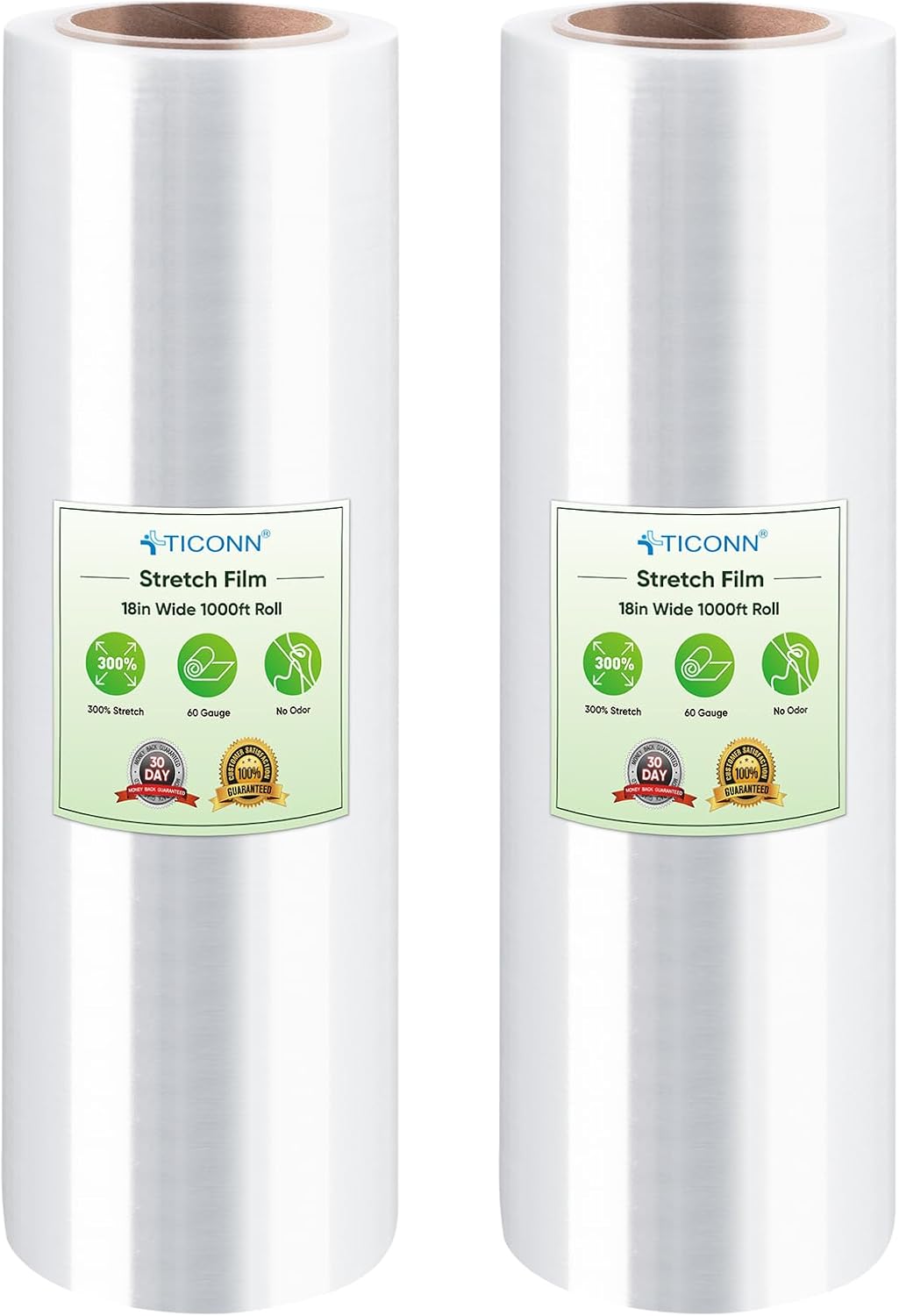 TICONN Stretch Wrap Roll, 15 in x 1000 ft Plastic Wrap for Moving Furniture