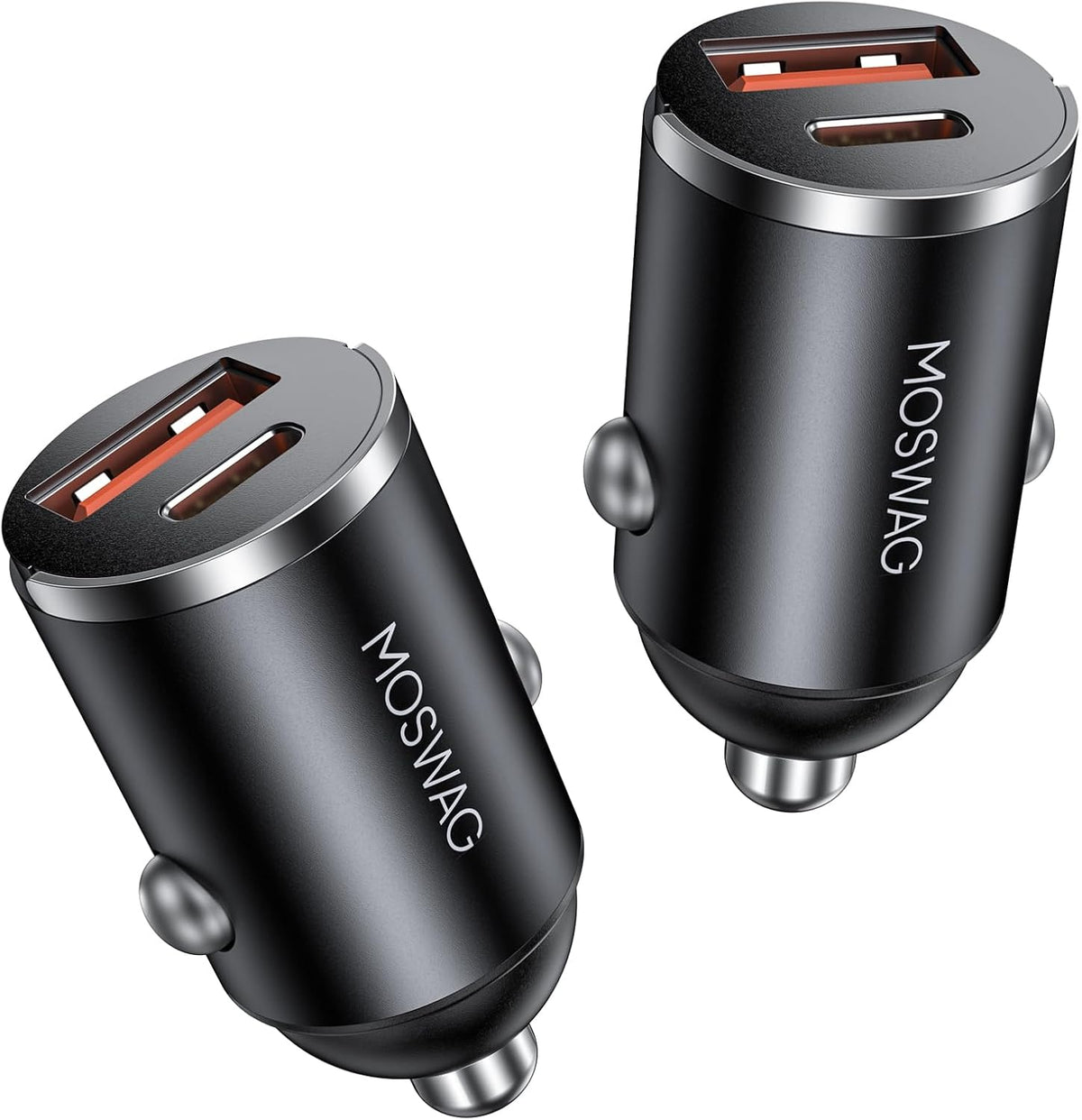 MOSWAG Car Charger,Invisible Cigarette Lighter USB Adapter All Metal & Mini