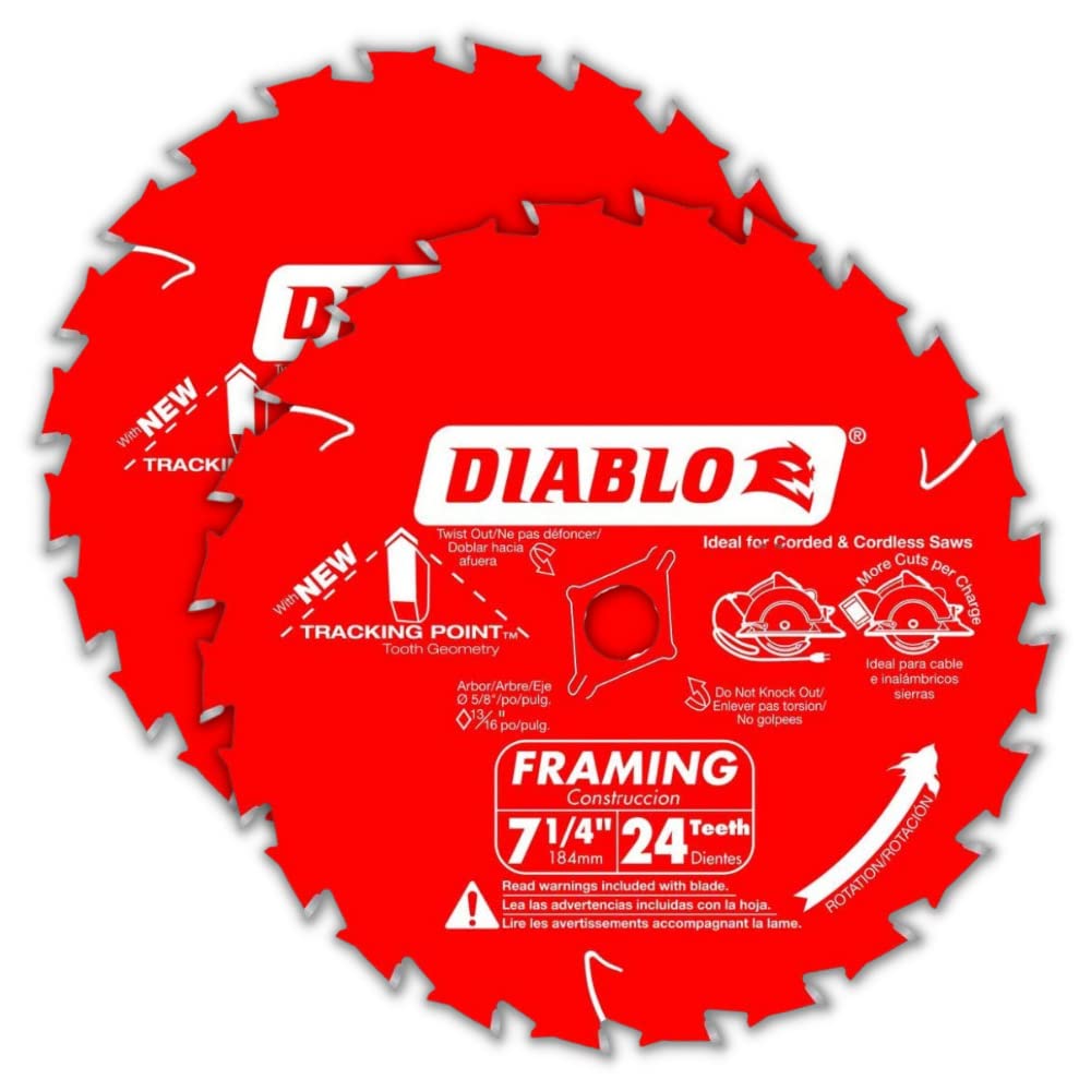 Diablo Tracking Point Circular Saw Blades - 7-1/4 in. 24-Tooth, 2-Pack