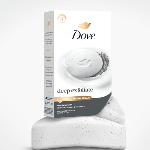Dove Deep Exfoliating Beauty Bar Soap , Charcoal Powder, I 6 Count 3.75 oz