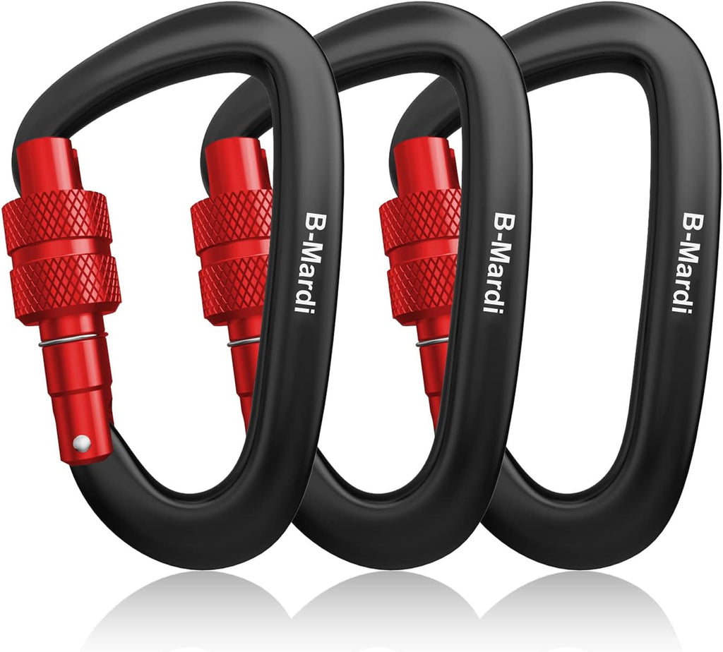 B-Mardi Carabiner Clips Heavy Duty 12kN (2697 lbs)-Lightweight Locking Carabiners for Camping, Hiking, Hammock, Dog Leash Harness, Outdoor and Gym etc, Keychains& Utility