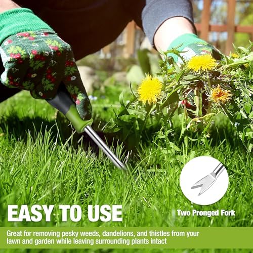 WORKPRO 11.5" Dandelion Weeder Puller Tool with Soft Handle