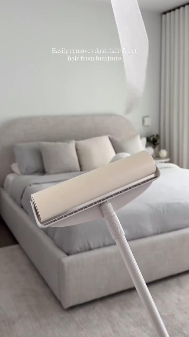DELOMO 9.45” Large Lint Roller for Pet Hair, Long Handle for Floor & Carpet