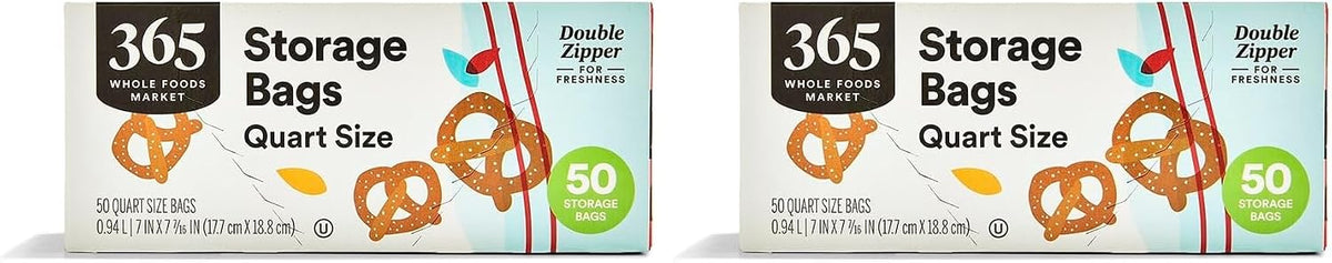 365 by Whole Foods Market, Quart Size Storage Bags, Double Zipper, 50 Count