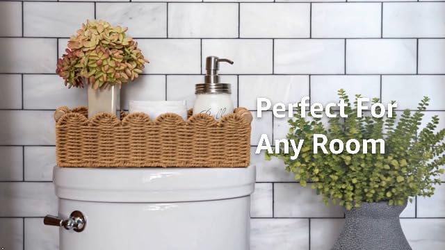 CubesLand Scalloped Toilet Paper Storage Basket W/Handle for Home Decor