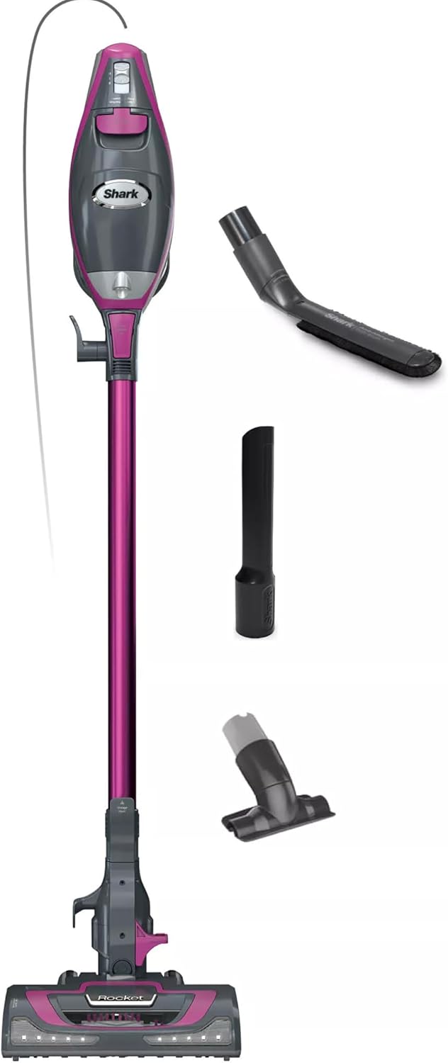 Shark Rocket Pet Plus Corded Stick Vacuum, XL Cup, Bordeaux/Silver, HV322