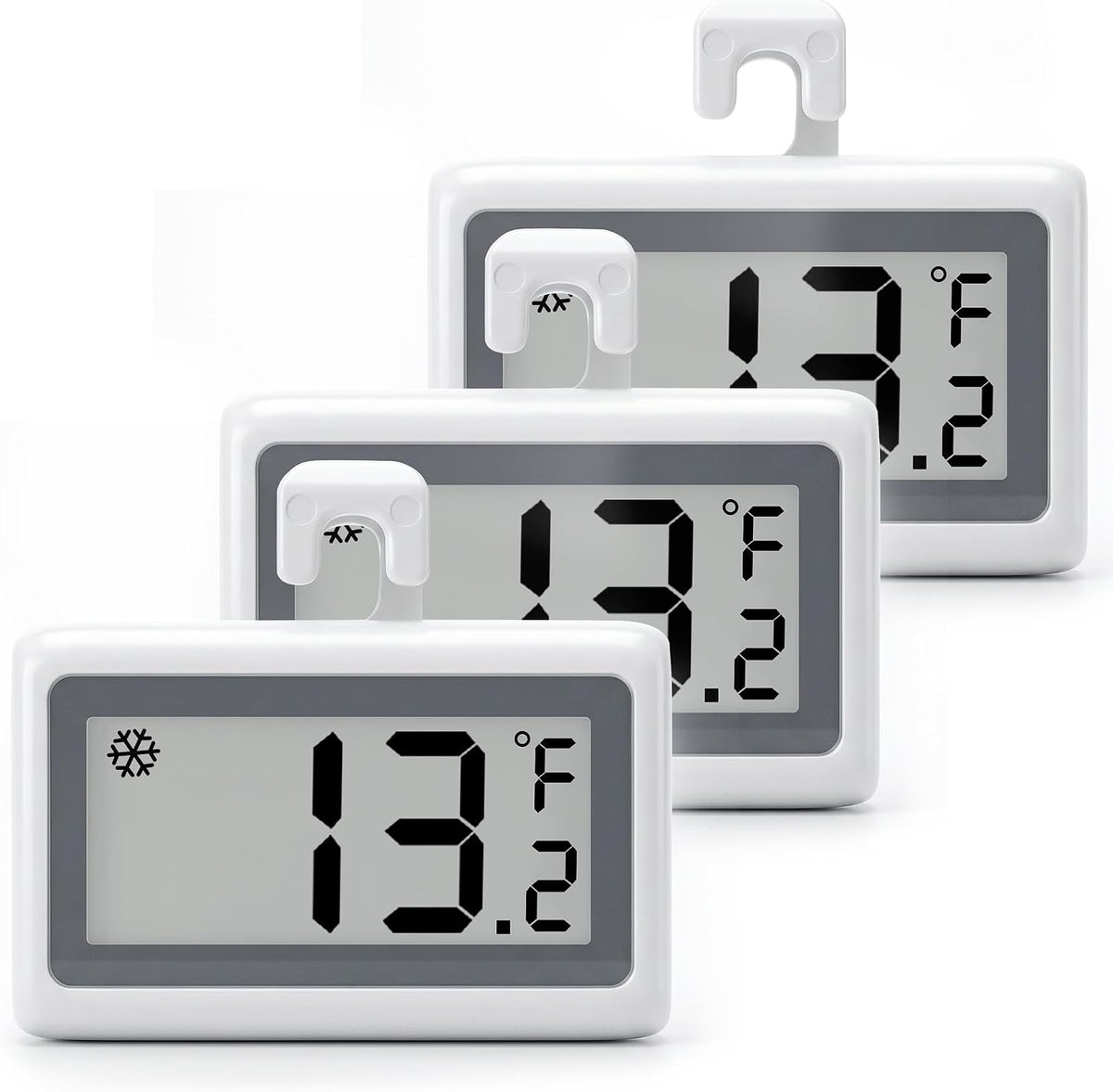 Refrigerator Thermometer Digital, Fridge Freezer Thermometer with Large LCD Display, Magnetic Freezer Temperature Gauge with ℃/℉ Switch for Kitchen, Home, Room