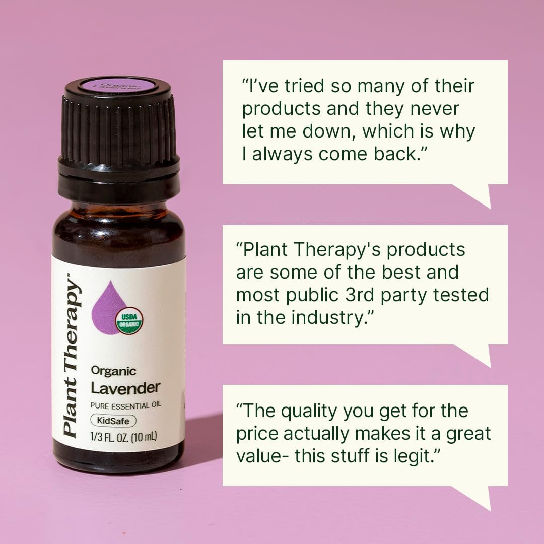 Plant Therapy Organic Lavender Essential Oil 10 mL (1/3 oz), USDA Certified