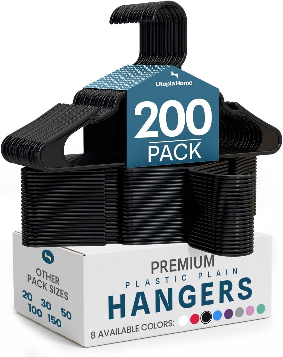 Utopia Home Plastic Hangers 50 Pack – Space Saving Clothes Hanger White