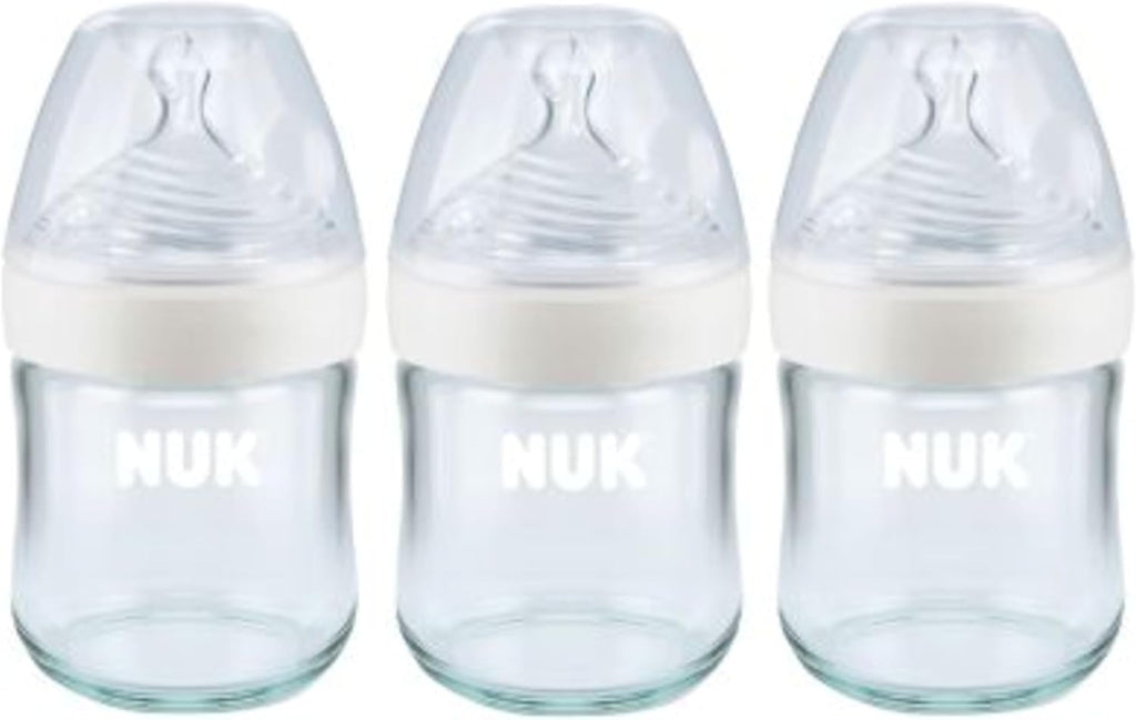 NUK Simply Natural Glass Baby Bottles, 4 oz, 3 Pack