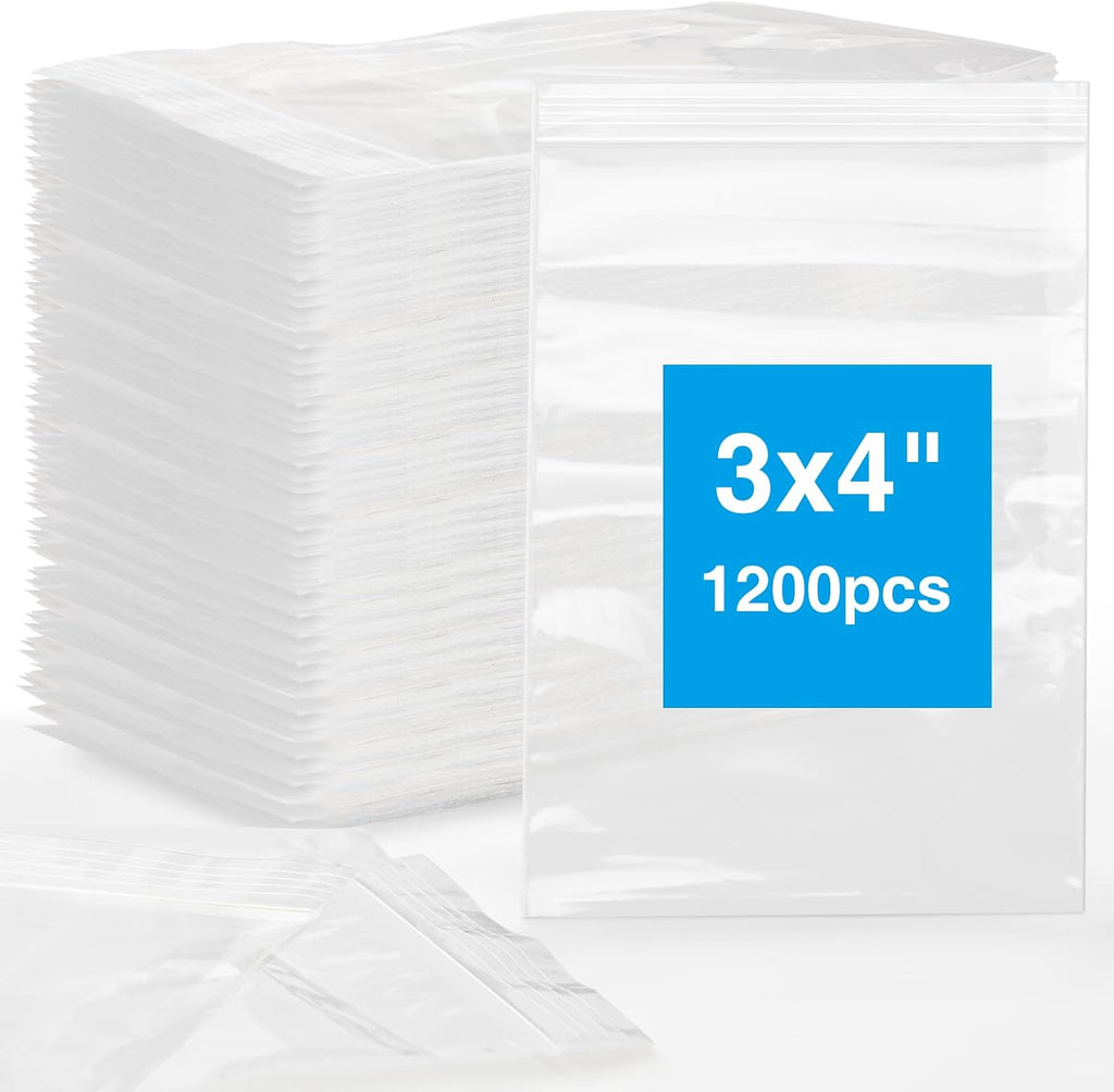 1200Pcs 2 x 3 Plastic Zip Bag, Clear, 2 mil Thick