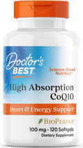 Doctor's Best High Absorption CoQ10 with BioPerine Supplement, 120 Softgels
