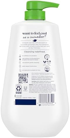 Dove Body Wash Body Wash Refresh Cucumber & Green Tea 30.6 oz, Sulfate Free