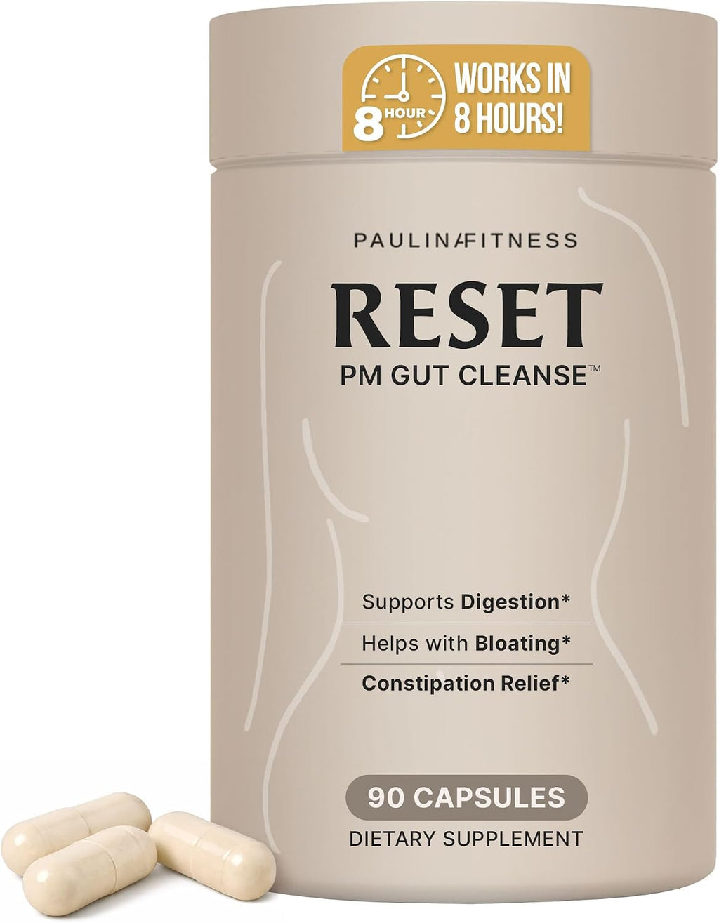 Paulina FITNESS Reset PM Gut Cleanse for Women Overnight 8-Hr Digestive Aid