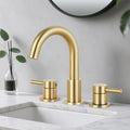 Bathroom Faucet 3 Hole Brushed Gold, 2-Handle Widespread Faucet