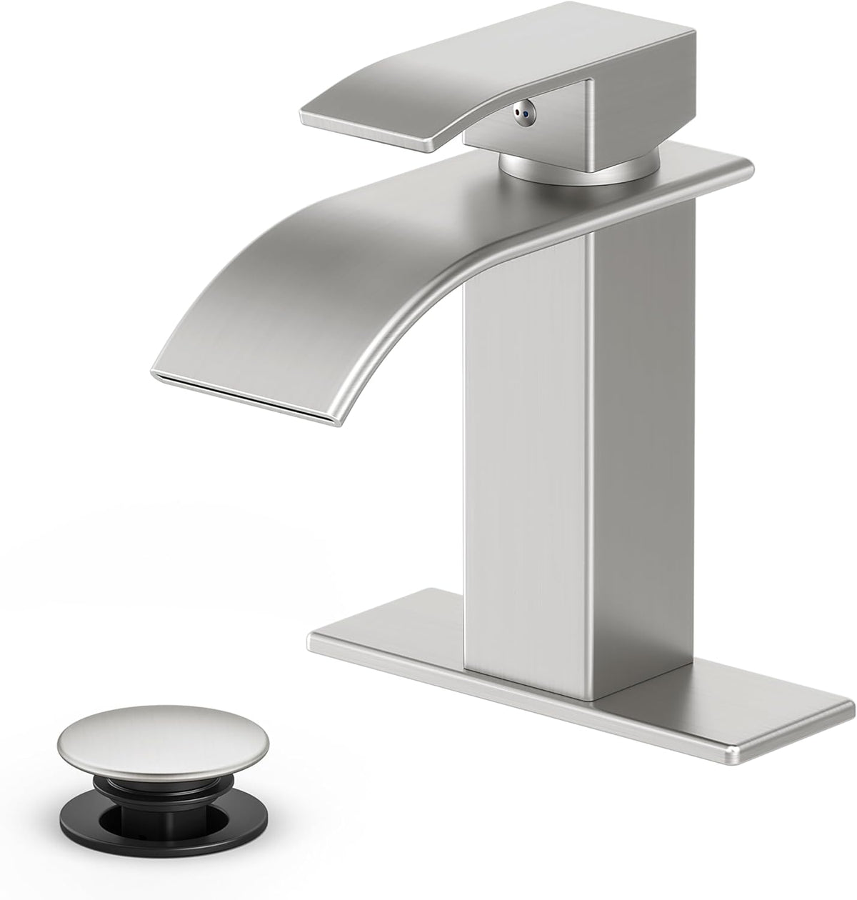 Ryuwanku Waterfall Bathroom Faucet, Matte Black Stainless Steel, 1-Handle