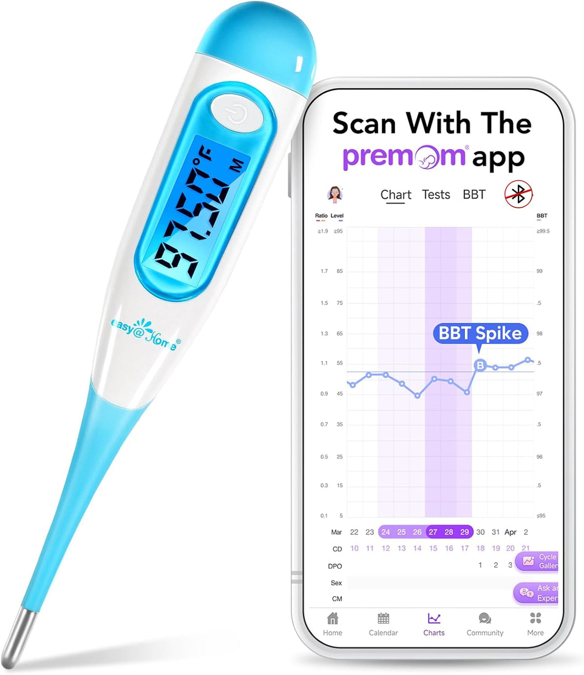 easy@Home Digital Basal Body Thermometer for Adults - Fertility Tracker