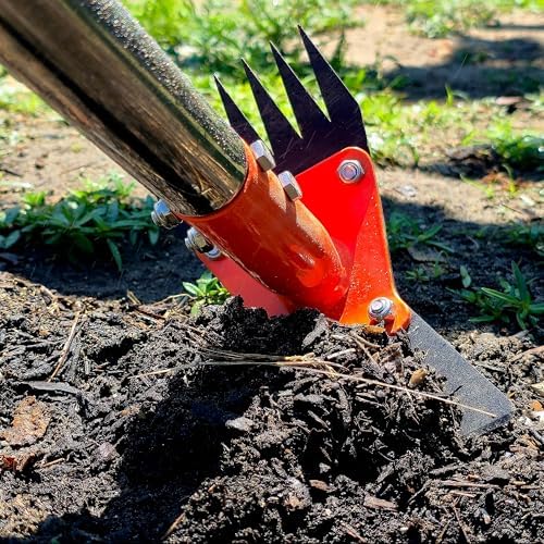 2-in-1 Garden Hoe and Weed Puller Rake 60 Inch Spring Steel Head