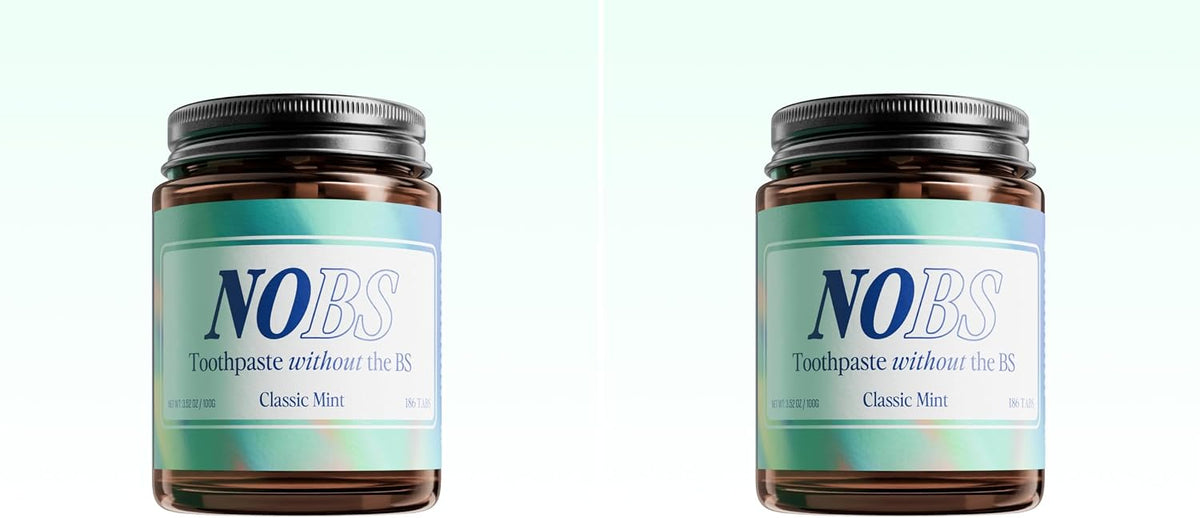 NOBS (No Bad Stuff) Toothpaste Tablets - Nano Hydroxyapatite, Fluoride & Plastic Free, Eco & Travel Friendly - Remineralize with NHA (3 Month)