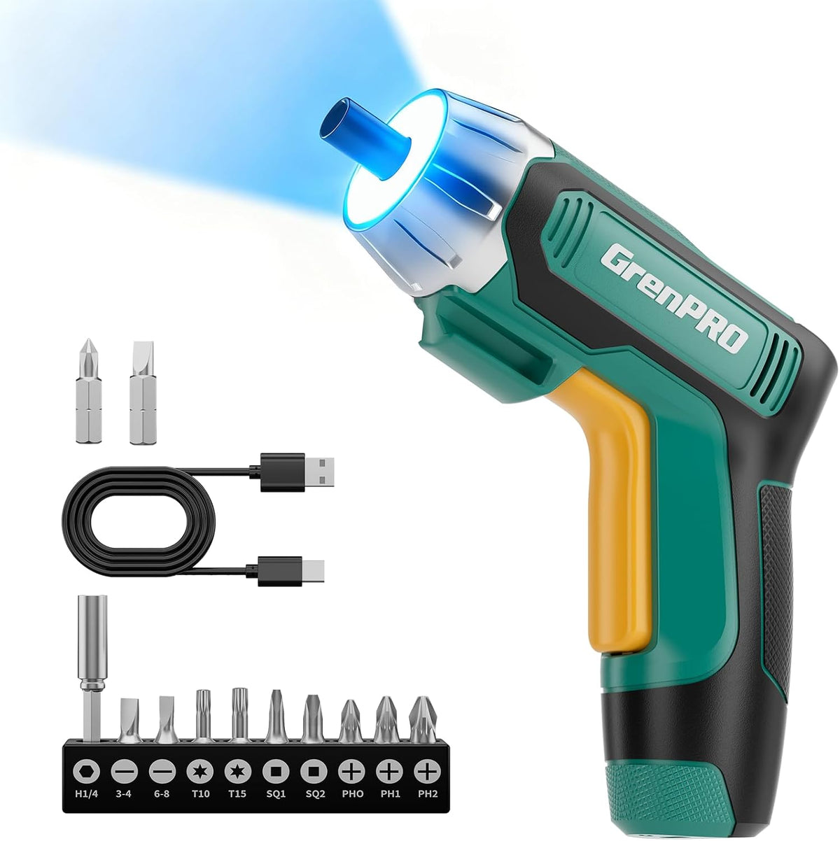 GRENPRO 4V Cordless Electric Screwdriver Set, 29-Piece, Pink