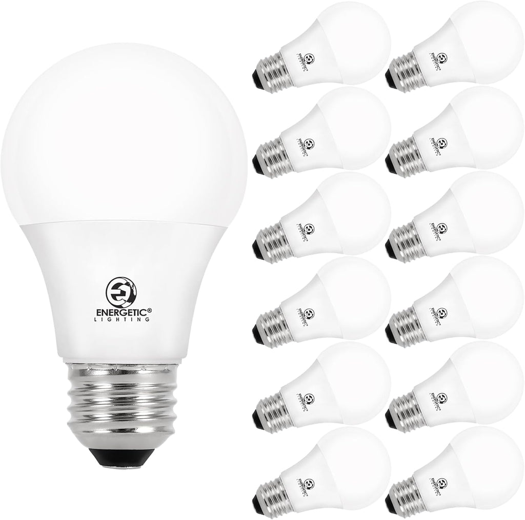 Energetic 24-Pack A19 LED Light Bulb, 60 Watt Equivalent, Daylight 5000K, E26 Medium Base, Non-Dimmable LED Light Bulb, ETL Listed