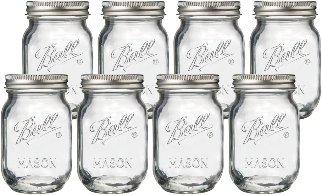 Ball Wide Mouth Quart 32oz. Glass Mason Jar with Lids and Bands, 8 Count