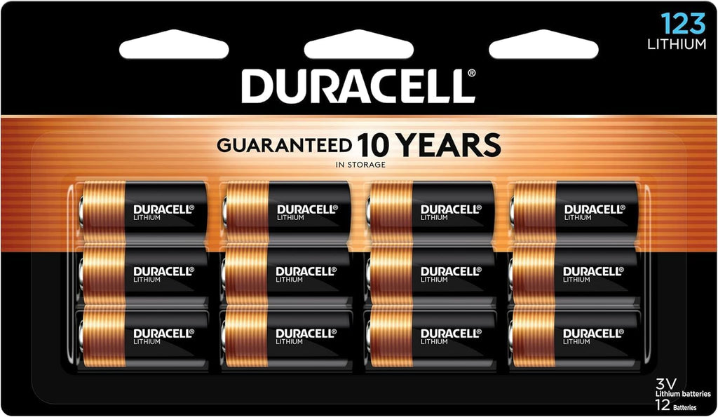 Duracell CR123A 3V Lithium Battery, 2 Count, 10-Year Storage, Long-lasting
