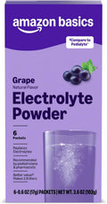 Amazon Basics Electrolyte Powder Packets for Rehydration for Kids & Adults, Grape Flavor, 6 Count (Pack of 1) (Previously Amazon Basic Care)
