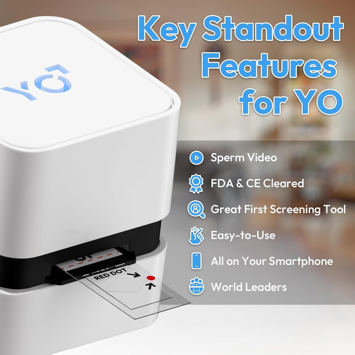 YO Home Sperm Test | #1 FDA Cleared Home Semen Analysis | Tests Sperm Concentration, Motility, Progressive Motility, and More with 97% Accuracy | No Mail-in or Lab Visit | Includes 3 Tests