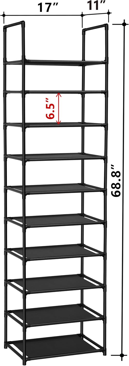 FIDUCIAL HOME 10 Tiers Shoe Rack Organizer 20 Pairs Tall Shoe Shelf