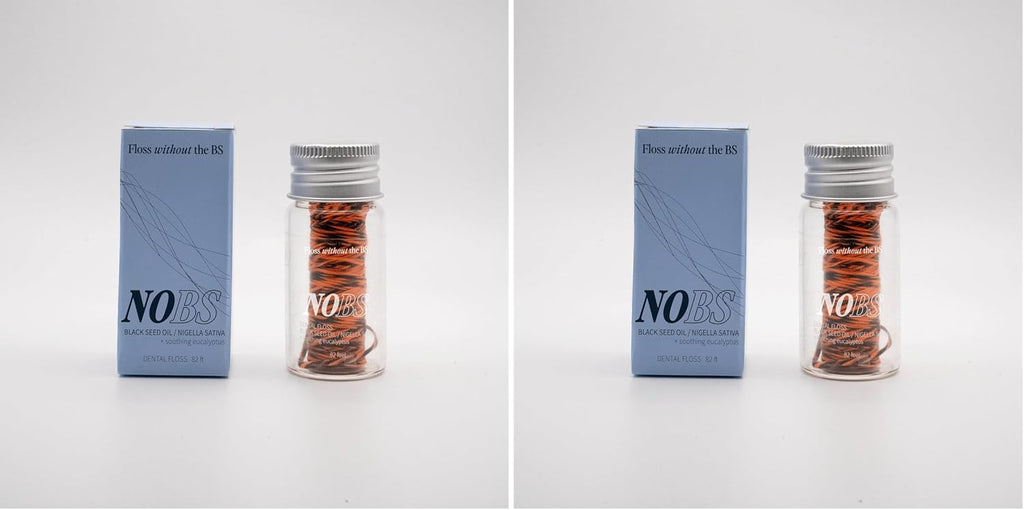 NOBS (No Bad Stuff) Expanding Dental Floss - Nigella Sativa, Eucalyptus, Cruelty-Free, Sustainable Packaging