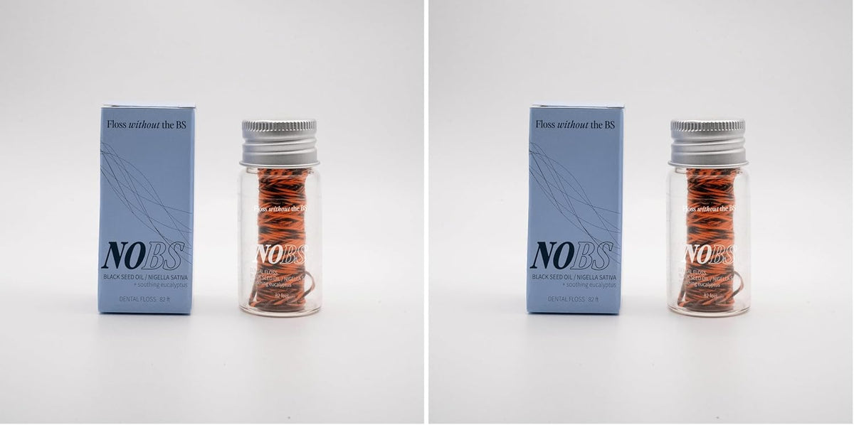NOBS (No Bad Stuff) Expanding Dental Floss - Nigella Sativa, Eucalyptus, Cruelty-Free, Sustainable Packaging