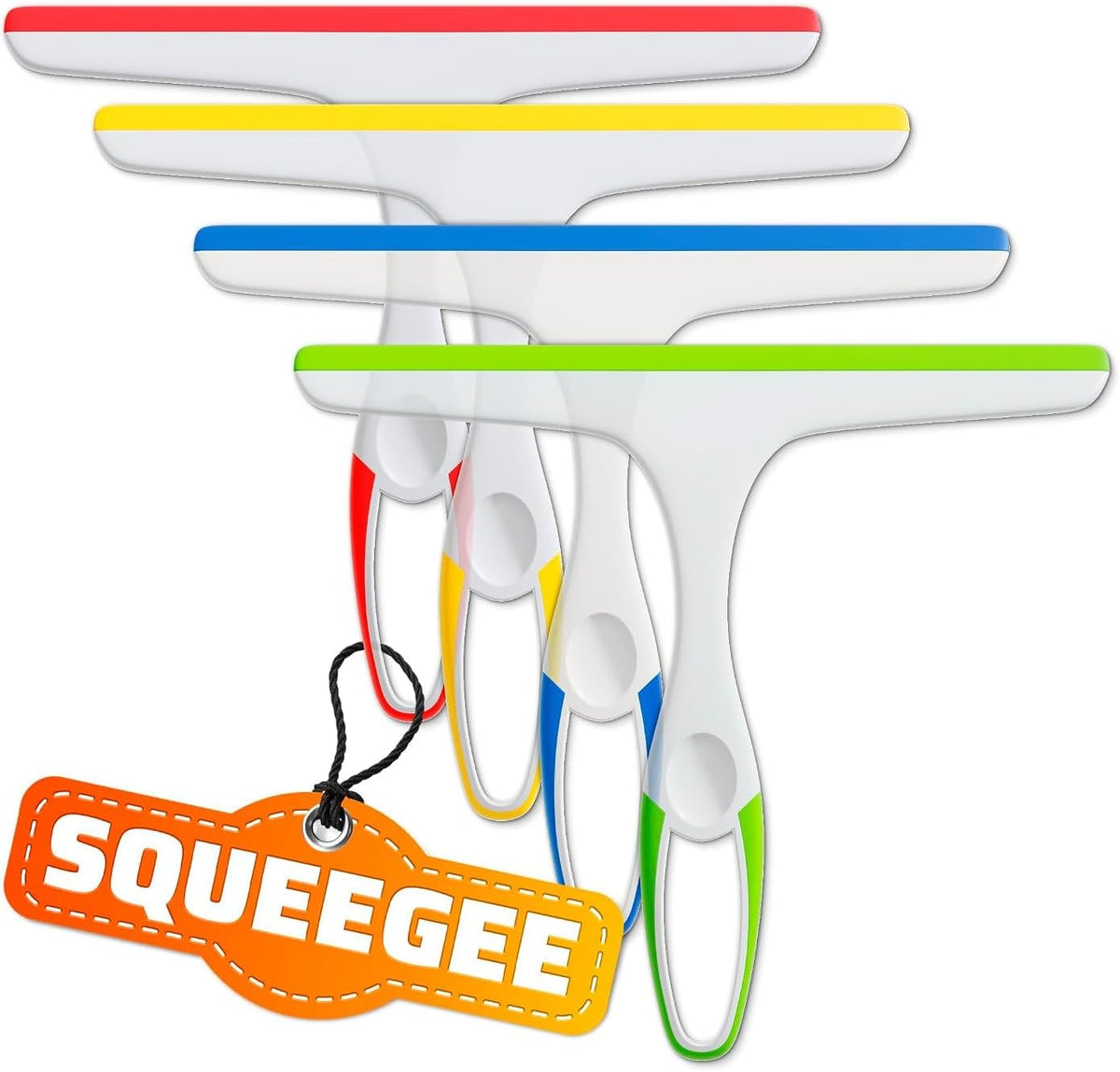 4 Pcs Hand Squeegee for Shower Glass, 9.45 in Silicone Blade