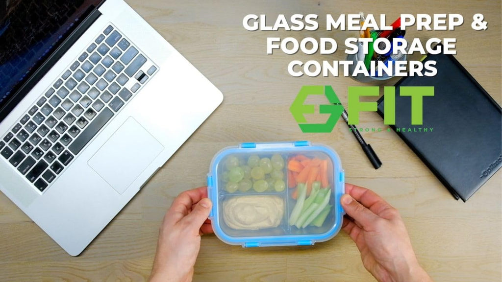Glass Meal Prep Containers 2 and 3 Compartments, Leak-Proof, 32 oz, 4 Pack