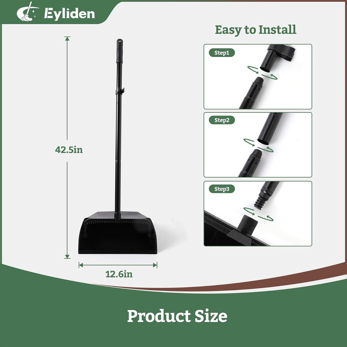 Eyliden Large Commercial Dustpan with Comb Teeth, Upright