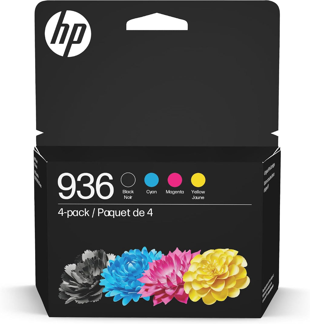 HP 936 Black, Cyan, Magenta, Yellow Ink Cartridges (4-Pack) | Works with OfficeJet 9120, Pro 9110, 9120, 9130, Wide Format 9730 | Eligible for Instant Ink | 6C3Z5LN