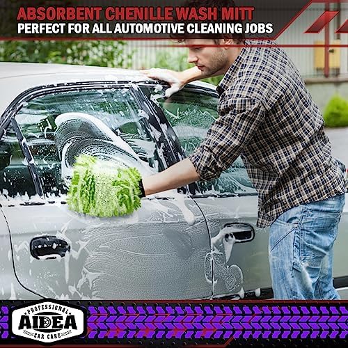 AIDEA Car Wash Mitt Microfiber-2PK, Car Wash Brush, Green, 7.12''X10.14''