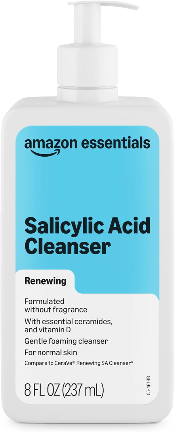 Amazon Essentials Cleanser Face Wash - Renewing Salicylic Acid with Ceramides & Vitamin D, 8 fl oz, 1-Pack (Previously Amazon Basics)